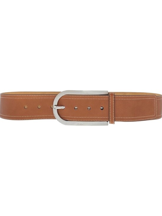 POLO RALPH LAUREN Elongated-Buckle Leather Belt in Cuoio & Silver M main image 4